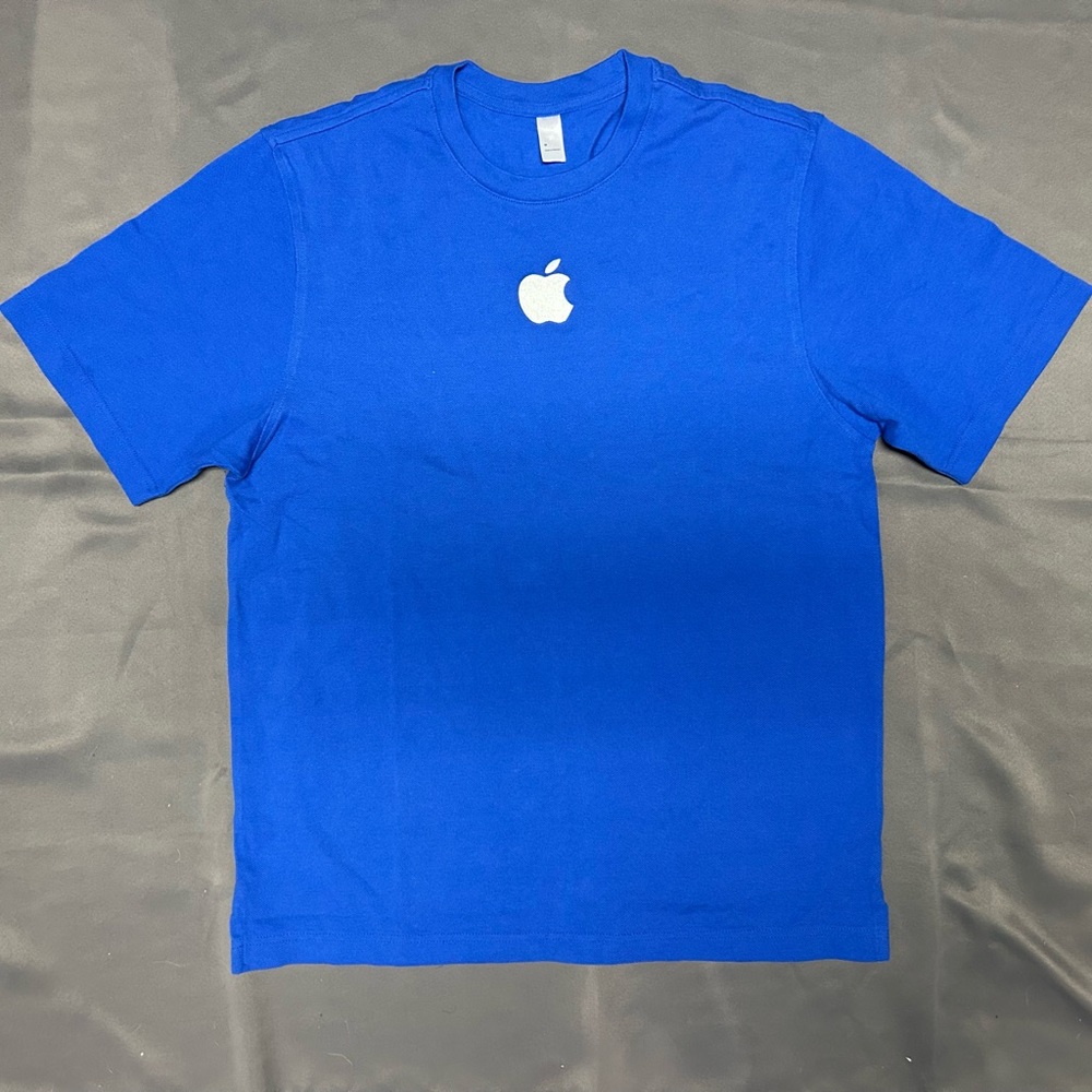 Apple Genuine Polo Shirt Mens Medium Blue White Short Sleeve Cotton